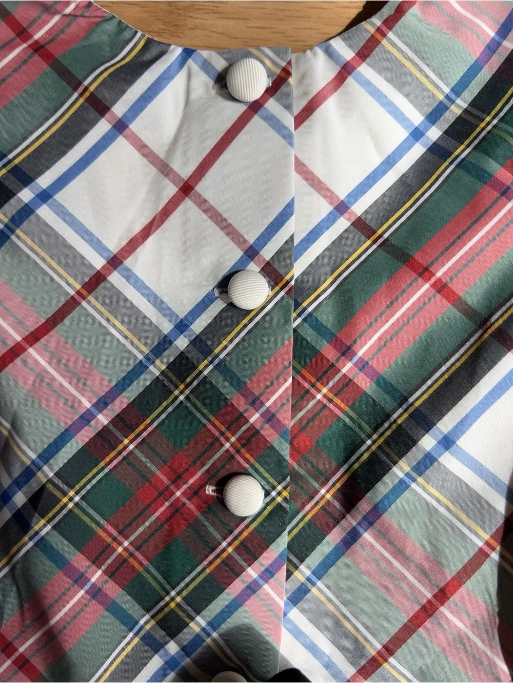 Polo by Ralph Lauren Red, Green & White Plaid Dress with Black Waistband Sz 4